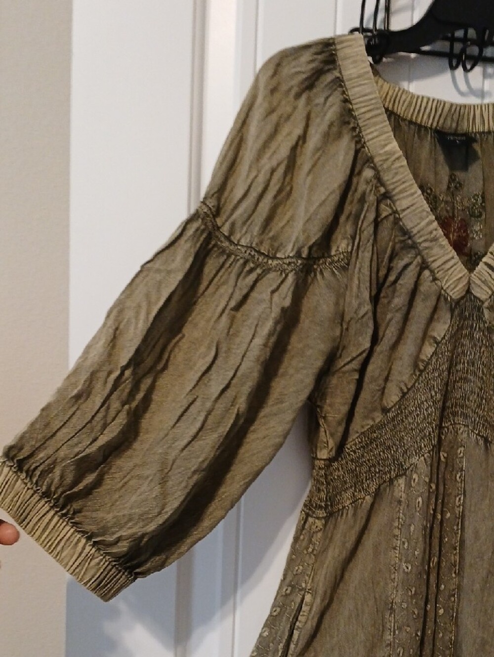 Boho Midi Dress in Olive Green - Picture 3 of 14